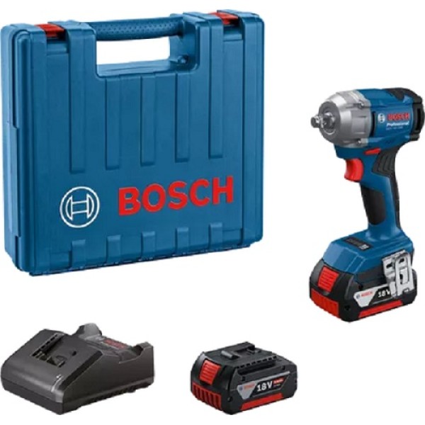 Акумулаторен ударен гайковерти Bosch GDS 18V-350, 2x4.0Ah батерии, зарядно и куфар